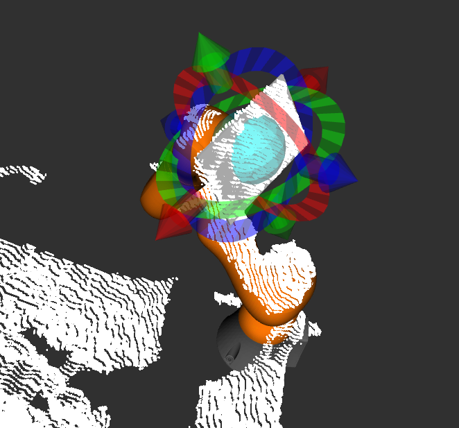 After the calibration, robot visualization and image data coincide